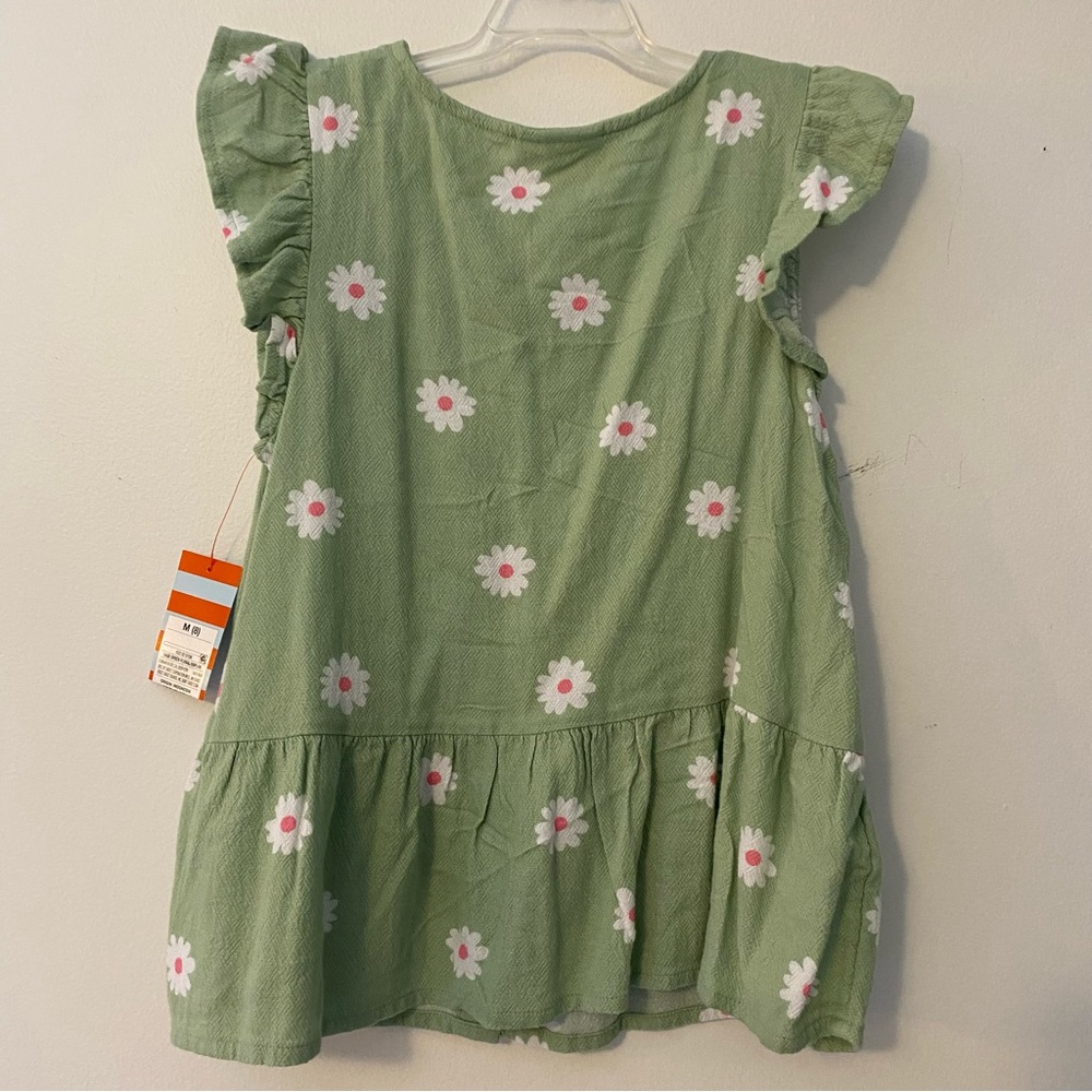 Cat & Jack Sage Green Floral Button up Top Size M - Picture 2 of 4